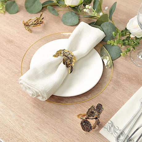 8 Glossy Metal Herb Napkin Rings - Gold NAP_RING_MET003_GOLD