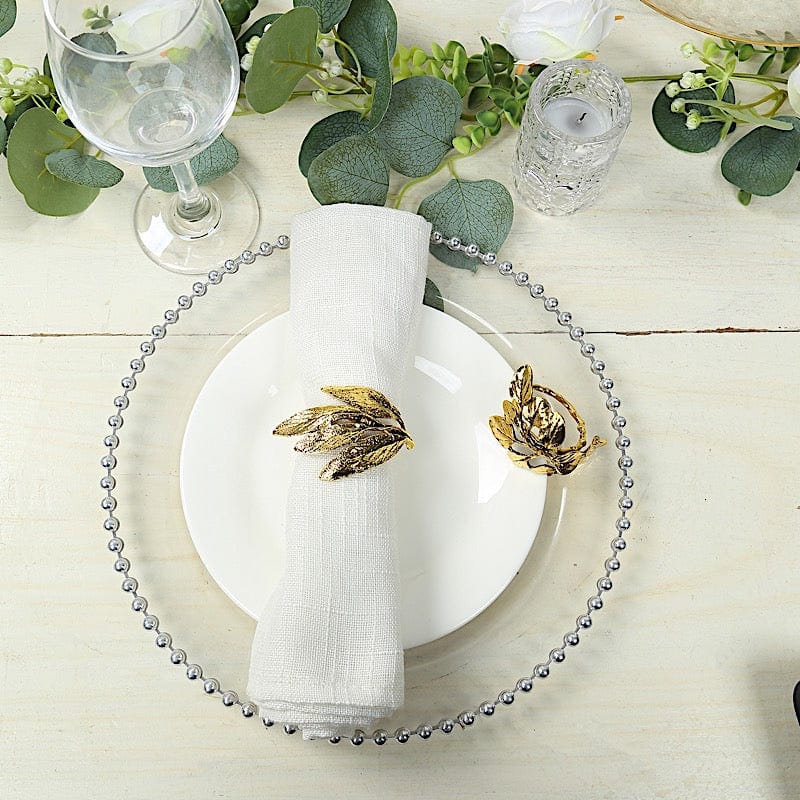 8 Glossy Metal Herb Napkin Rings - Gold NAP_RING_MET003_GOLD