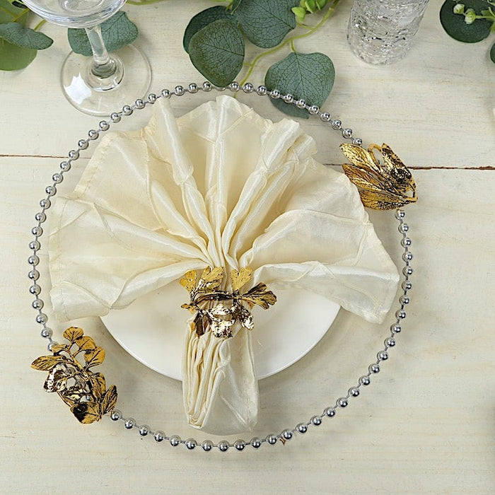 8 Glossy Metal Herb Napkin Rings - Gold NAP_RING_MET003_GOLD