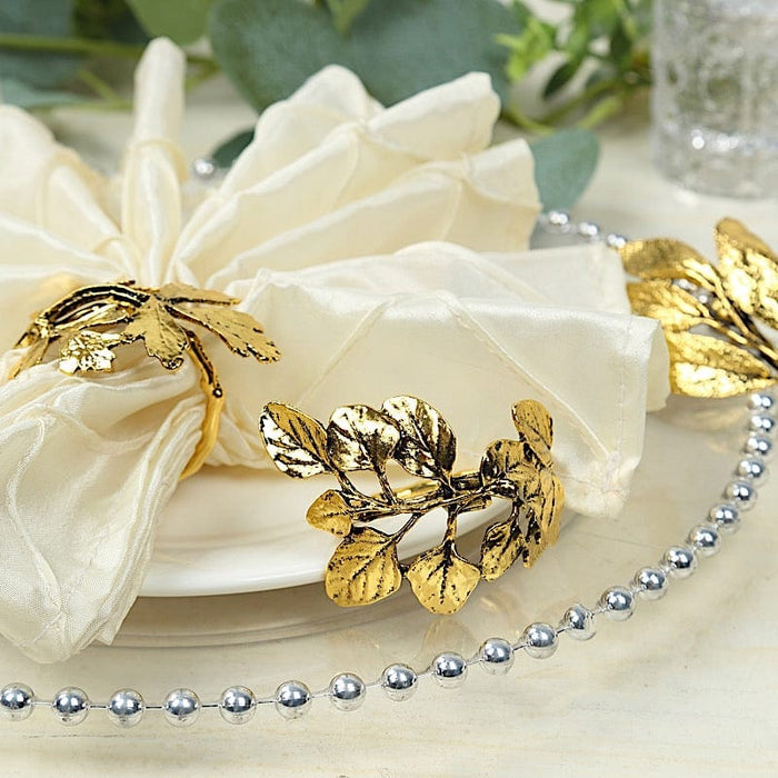 8 Glossy Metal Herb Napkin Rings - Gold NAP_RING_MET003_GOLD