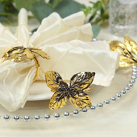 8 Glossy Metal Herb Napkin Rings - Gold NAP_RING_MET003_GOLD