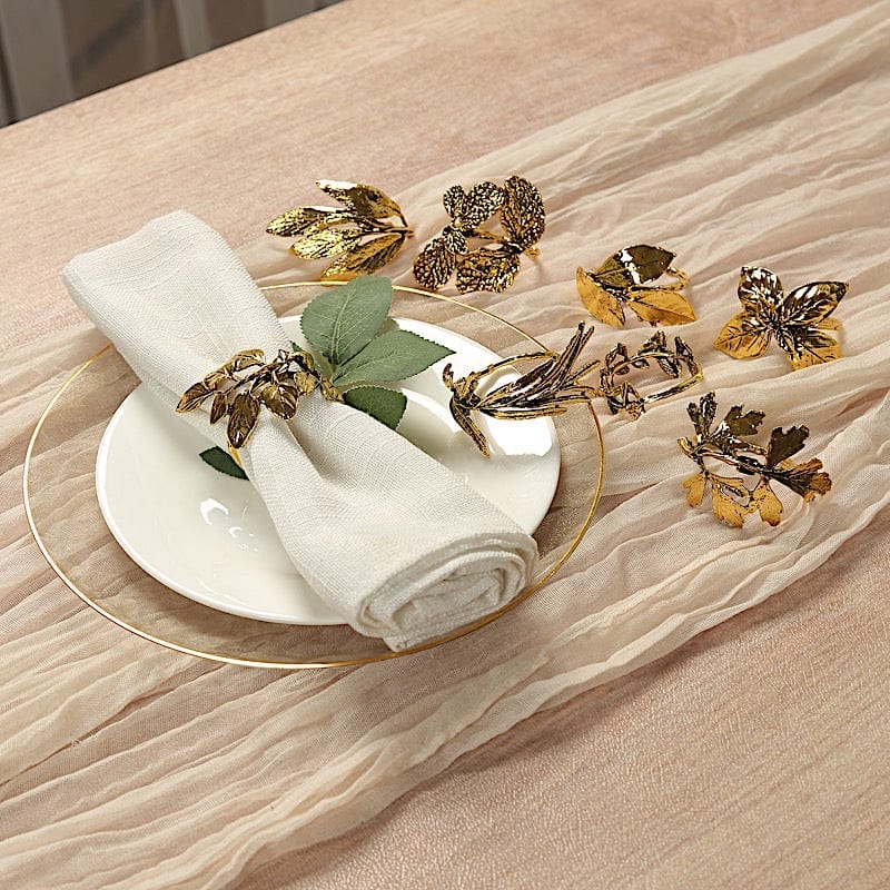 8 Glossy Metal Herb Napkin Rings - Gold NAP_RING_MET003_GOLD