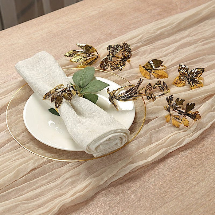 8 Glossy Metal Herb Napkin Rings - Gold NAP_RING_MET003_GOLD