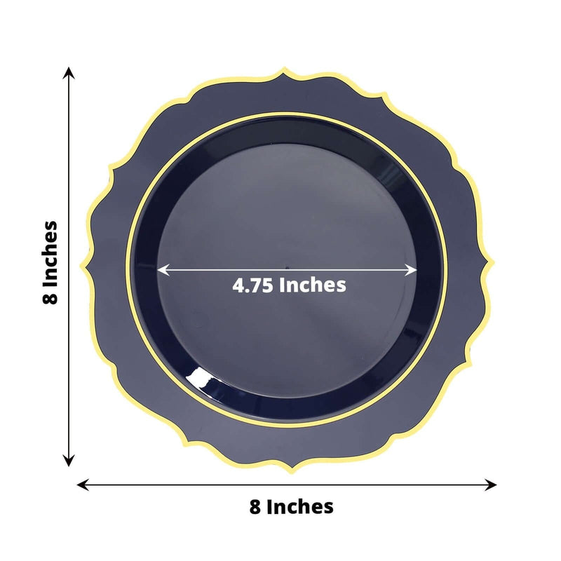 10 pcs 8" White Plastic Dessert Plates With Scalloped Rim - Disposable Tableware