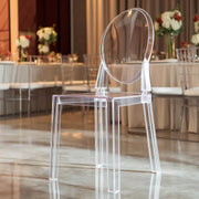 8 pack 36" tall Acrylic Banquet Ghost Chairs with Oval Back - Clear FURN_BANQ02_CLR_PK8