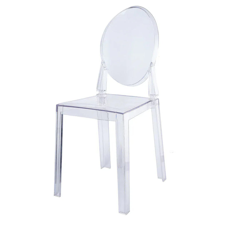 8 pack 36" tall Acrylic Banquet Ghost Chairs with Oval Back - Clear FURN_BANQ02_CLR_PK8