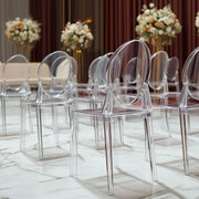 8 pack 36" tall Acrylic Banquet Ghost Chairs with Oval Back - Clear FURN_BANQ02_CLR_PK8