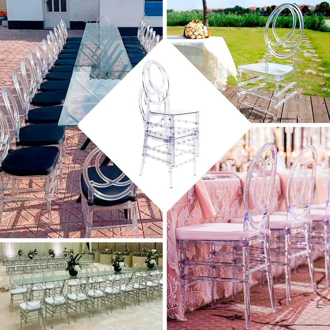 8 pack Stackable Transparent Acrylic Chiavari Chair Armless with Oval Back - Clear FURN_CHIV03_CLR_PK8
