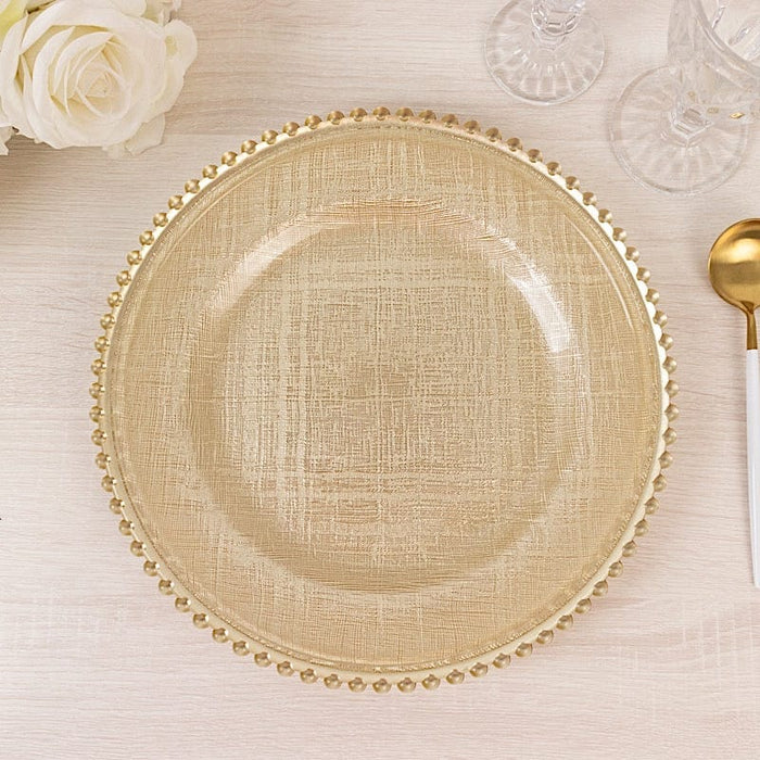 8 pcs 12" Round Gold Rim Glass Charger Plates