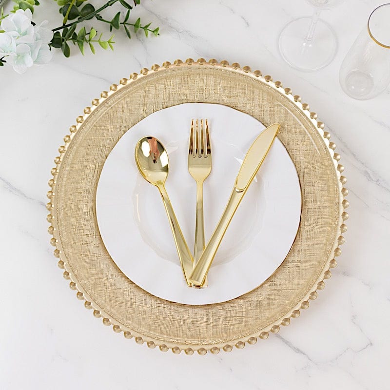 8 pcs 12" Round Gold Rim Glass Charger Plates