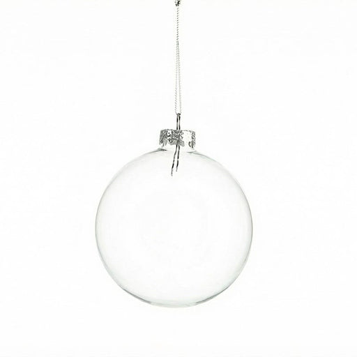 8 pcs 3" wide Glass Hanging Ornament Balls with Removable Silver Caps - Clear GLAS_HANG_BALL_3_CLR