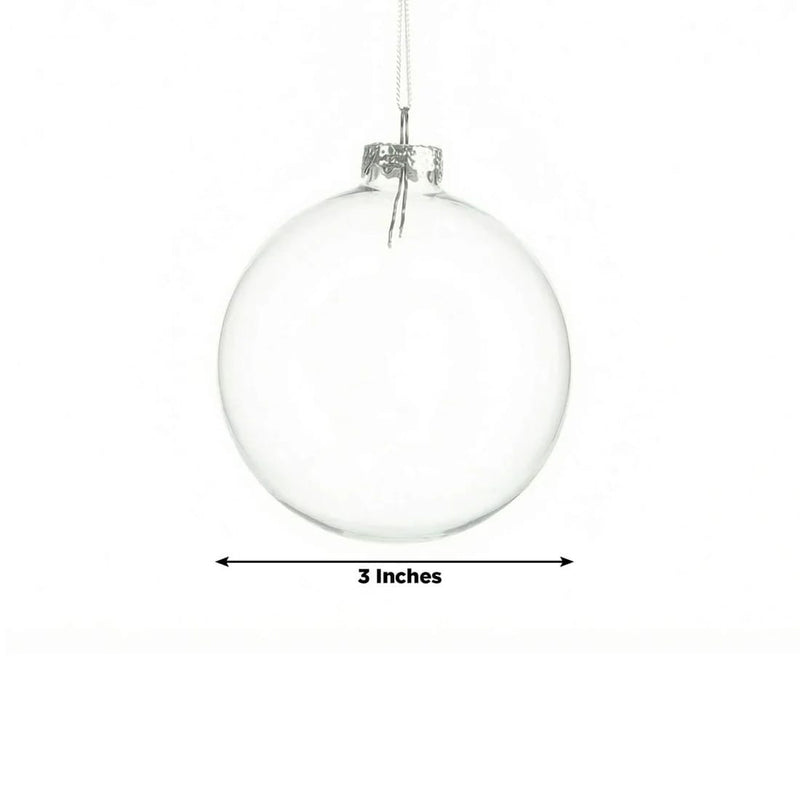 8 pcs 3" wide Glass Hanging Ornament Balls with Removable Silver Caps - Clear GLAS_HANG_BALL_3_CLR