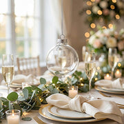8 pcs 3" wide Glass Hanging Ornament Balls with Removable Silver Caps - Clear GLAS_HANG_BALL_3_CLR