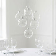 8 pcs 3" wide Glass Hanging Ornament Balls with Removable Silver Caps - Clear GLAS_HANG_BALL_3_CLR
