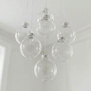 8 pcs 3" wide Glass Hanging Ornament Balls with Removable Silver Caps - Clear GLAS_HANG_BALL_3_CLR