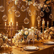 8 pcs 3" wide Glass Hanging Ornament Balls with Removable Silver Caps - Clear GLAS_HANG_BALL_3_CLR