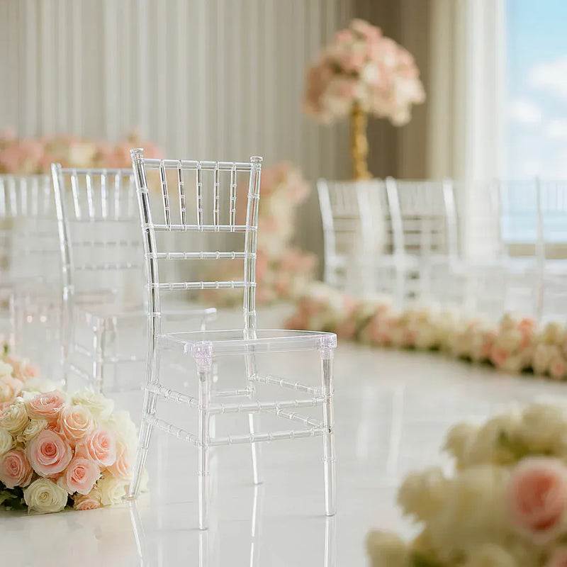 8 pcs 36" tall Transparent Acrylic Dining Chairs - Clear FURN_CHIV02_CLR_PK8