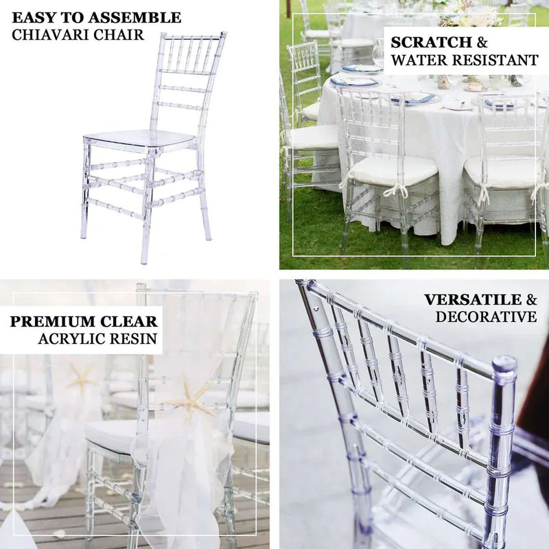 8 pcs 36" tall Transparent Acrylic Dining Chairs - Clear FURN_CHIV02_CLR_PK8