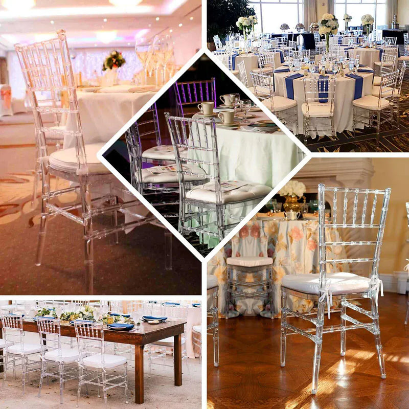 8 pcs 36" tall Transparent Acrylic Dining Chairs - Clear FURN_CHIV02_CLR_PK8