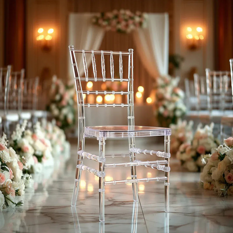 8 pcs 36" tall Transparent Acrylic Dining Chairs - Clear FURN_CHIV02_CLR_PK8