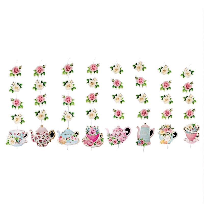 8 pcs 40" Double Sided Floral Tea Paper Hanging Garlands - Assorted PAP_GRLD_012_TEA
