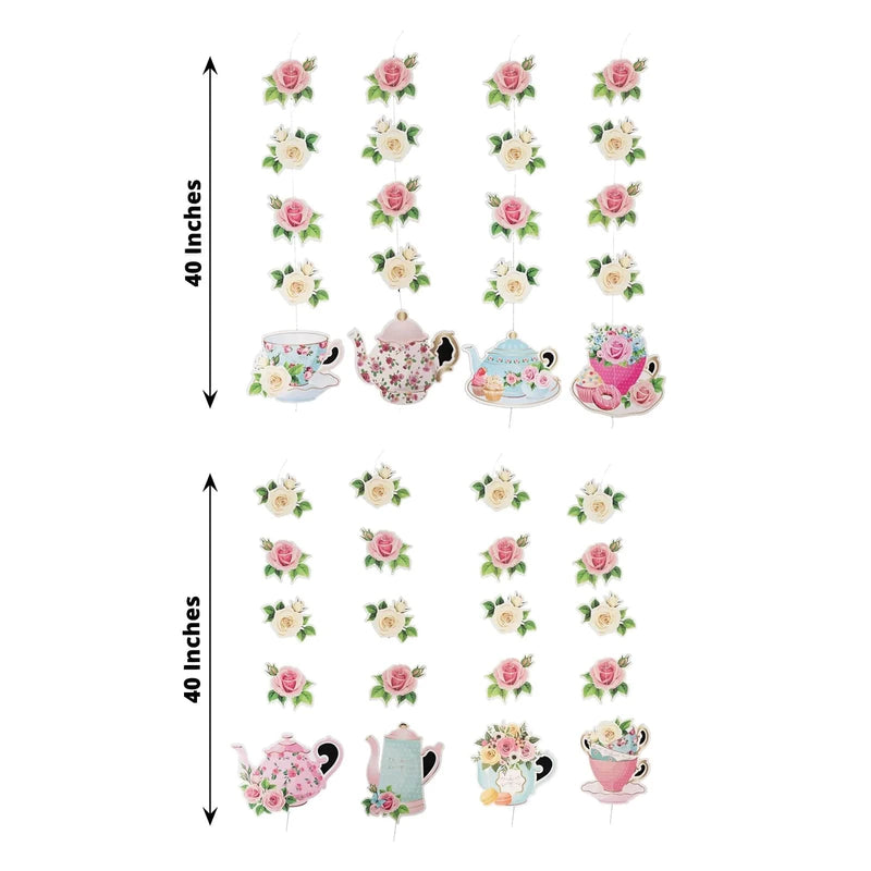 8 pcs 40" Double Sided Floral Tea Paper Hanging Garlands - Assorted PAP_GRLD_012_TEA
