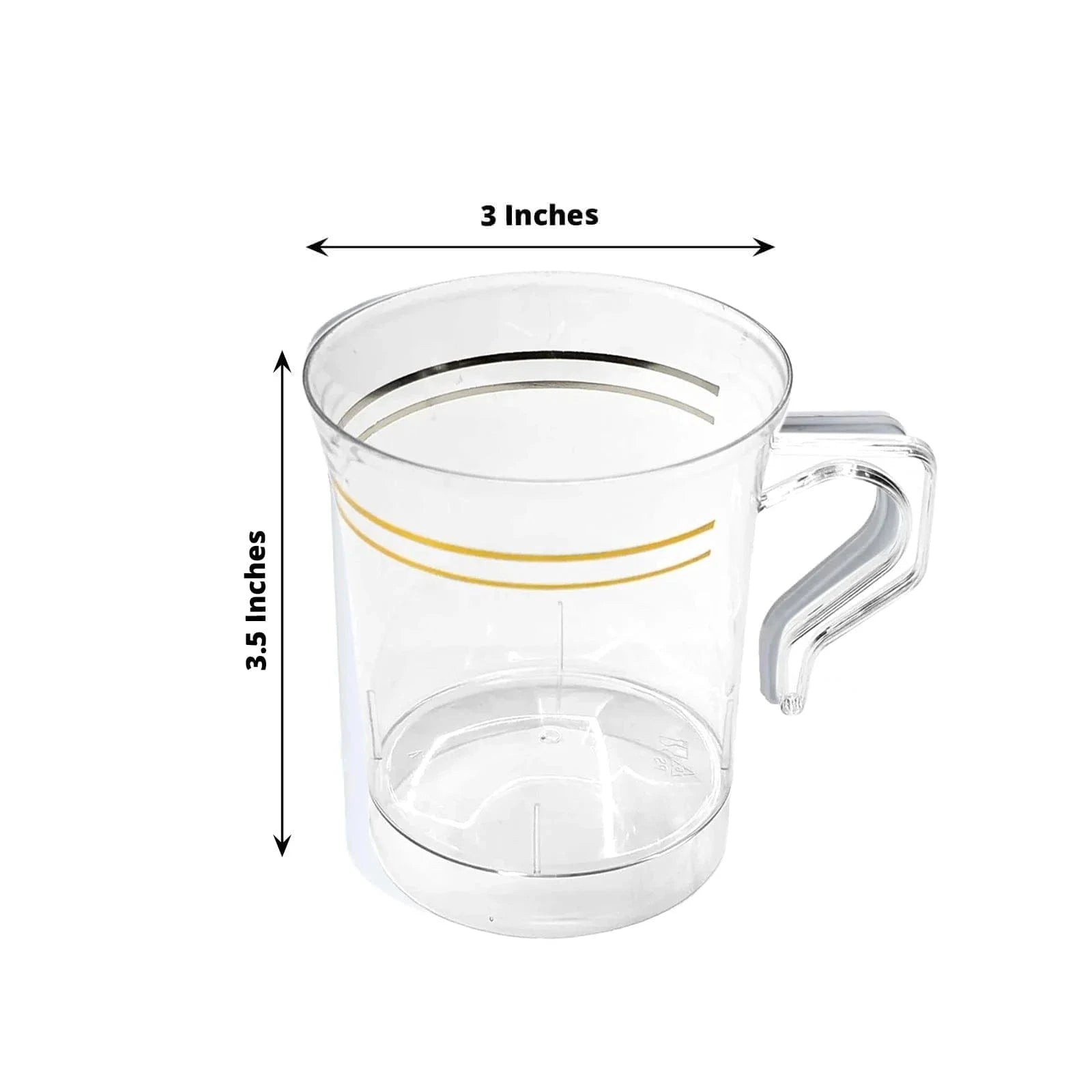 8 pcs 8 oz. White with Gold Rim Shiny Cups - Disposable Tableware