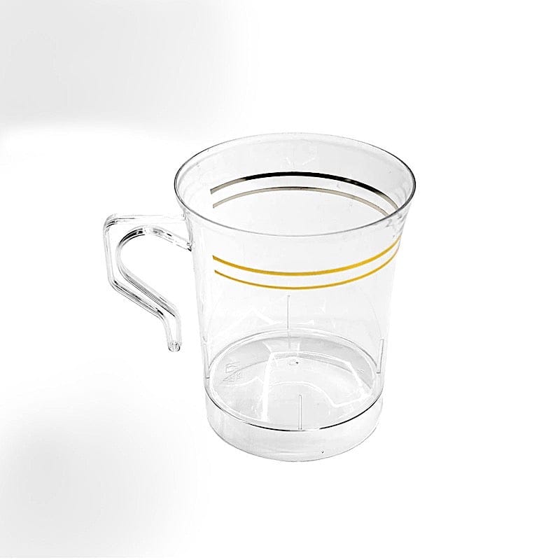 8 pcs 8 oz. White with Gold Rim Shiny Cups - Disposable Tableware