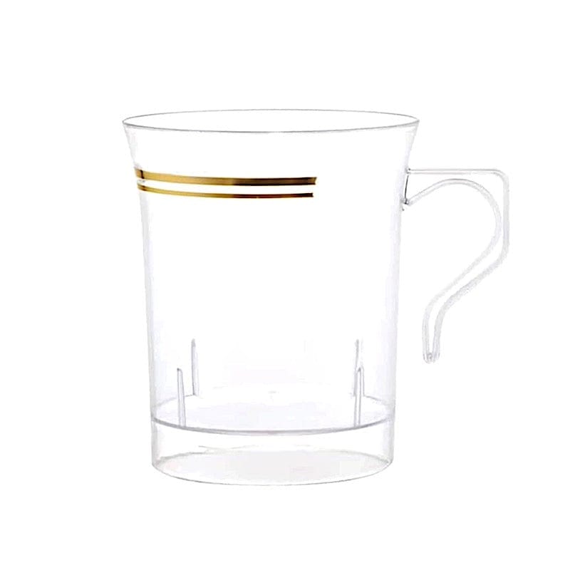 8 pcs 8 oz. White with Gold Rim Shiny Cups - Disposable Tableware PLST_CU0014_CLGD