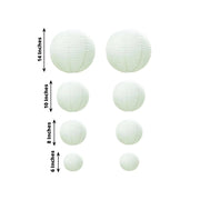 8 pcs Assorted Size 6 in 8 in 10 in 14 in Large Hanging Paper Lanterns
