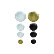 8 pcs Assorted Size 6 in 8 in 10 in 14 in Large Hanging Paper Lanterns LANT_001_614_MIX_BLKGD