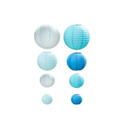 8 pcs Assorted Size 6 in 8 in 10 in 14 in Large Hanging Paper Lanterns LANT_001_614_MIX_BLUWHT