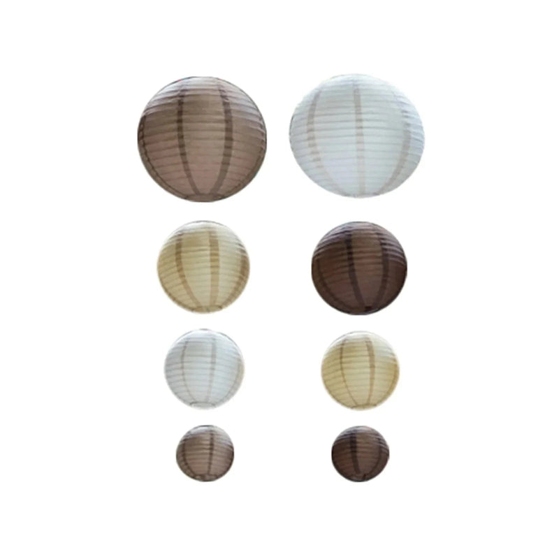 8 pcs Assorted Size 6 in 8 in 10 in 14 in Large Hanging Paper Lanterns LANT_001_614_NATBRN