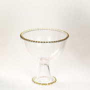 8" Pedestal Bowl Glass Flower Vase with Gold Beaded Rim - Clear VASE_PB4239_8_CLGD