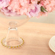 8" Pedestal Bowl Glass Flower Vase with Gold Beaded Rim - Clear VASE_PB4239_8_CLGD
