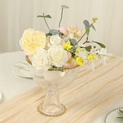 8" Pedestal Bowl Glass Flower Vase with Gold Beaded Rim - Clear VASE_PB4239_8_CLGD