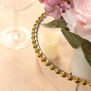 8" Pedestal Bowl Glass Flower Vase with Gold Beaded Rim - Clear VASE_PB4239_8_CLGD