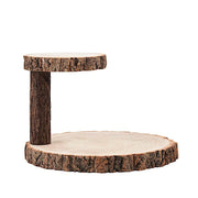 8" tall 2 Tier Round Natural Wooden Stand Dessert Server Centerpiece - Brown CAKE_WOD001_612_NAT
