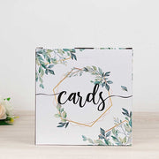 8" x 8" Greenery Theme Money Card Box with Geometric Foil Print - White and Gold WED_RCPT_SIGN_CARB01_GRN