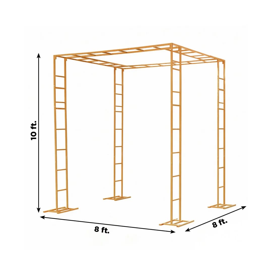 8ft x 10ft Heavy-Duty 4-Post Ladder-Style Rectangular Metal Event Arch - Gold BKDP_STND_LADER_8X10_GOLD