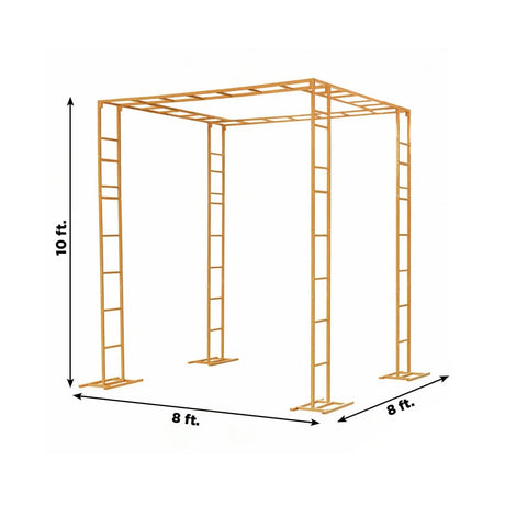 8ft x 10ft Heavy-Duty 4-Post Ladder-Style Rectangular Metal Event Arch - Gold BKDP_STND_LADER_8X10_GOLD