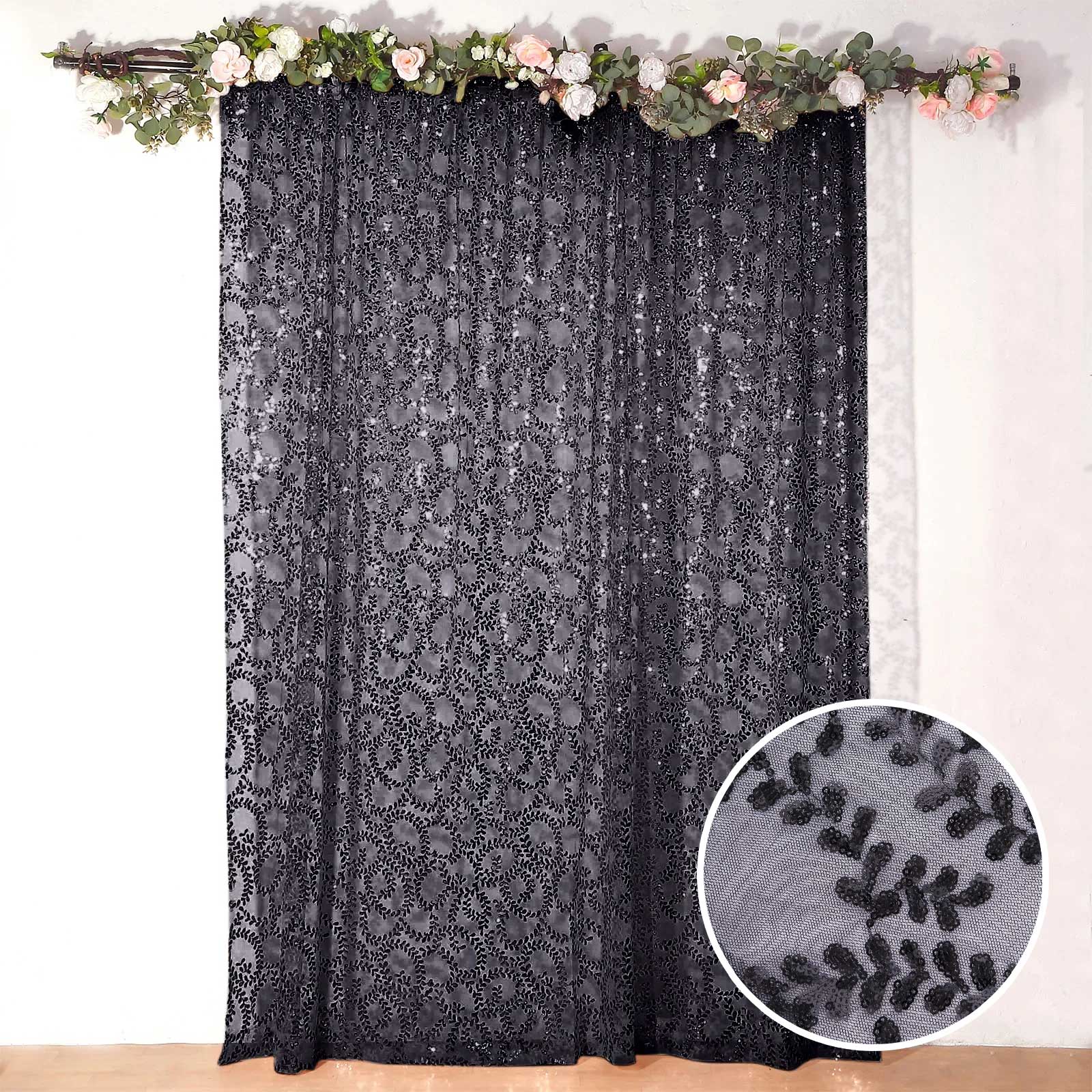 8ft x 8ft Embroider Sequin Backdrop Curtain