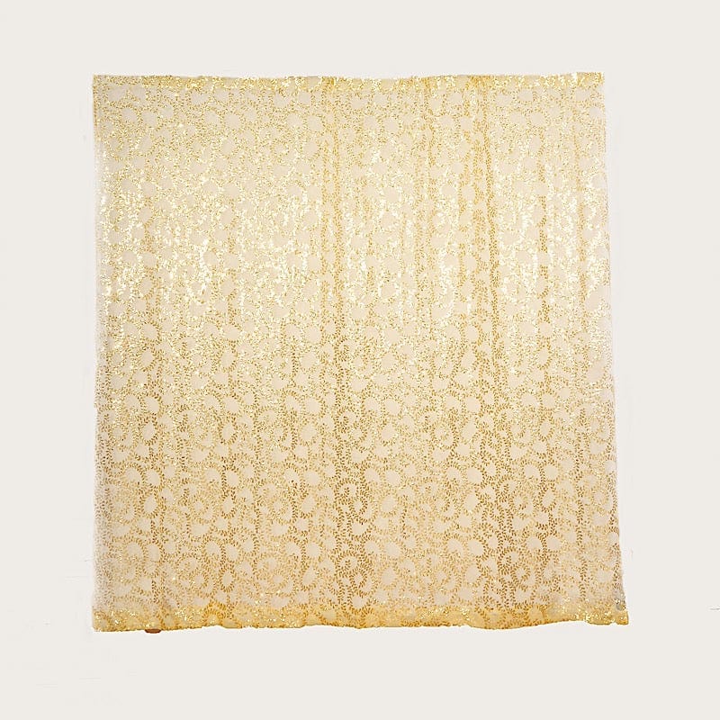 8ft x 8ft Embroider Sequin Backdrop Curtain BKDP_02_FLOR_8X8_GOLD