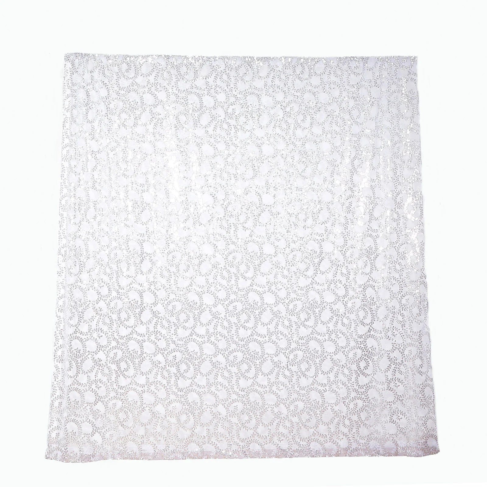 8ft x 8ft Embroider Sequin Backdrop Curtain BKDP_02_FLOR_8X8_SILV