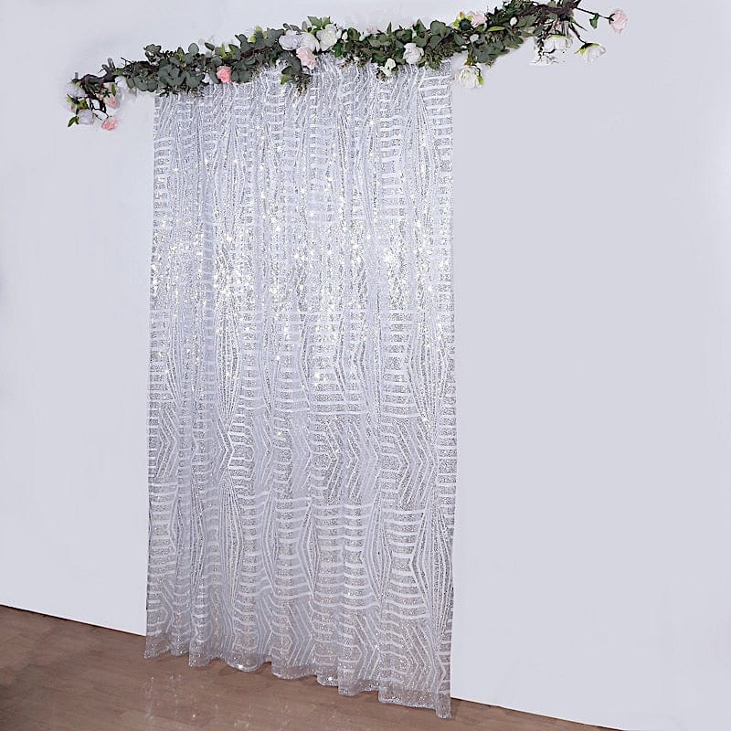 8ft x 8ft Geometric Sequin Photo Backdrop Curtain Drape Panel