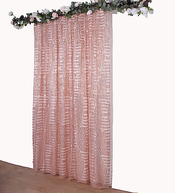 8ft x 8ft Geometric Sequin Photo Backdrop Curtain Drape Panel