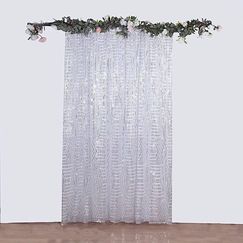 8ft x 8ft Geometric Sequin Photo Backdrop Curtain Drape Panel