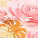 9 3D Rose Paper Flowers with Gold Monstera Leaves