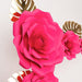 9 3D Rose Paper Flowers with Gold Monstera Leaves