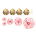 9 3D Rose Paper Flowers with Gold Monstera Leaves PAP_FLO_RS01_PINK